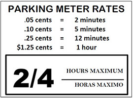 Parking meter rates for 2/4 hours maximum